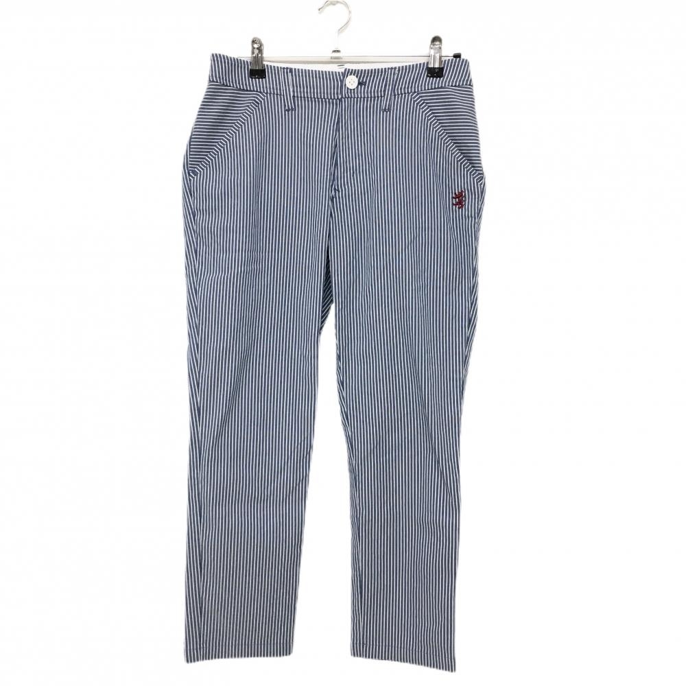 【超美品】アドミラル パンツ ブルー×白 ストライプ ストレッチ  レディース L ゴルフウェア Admiral