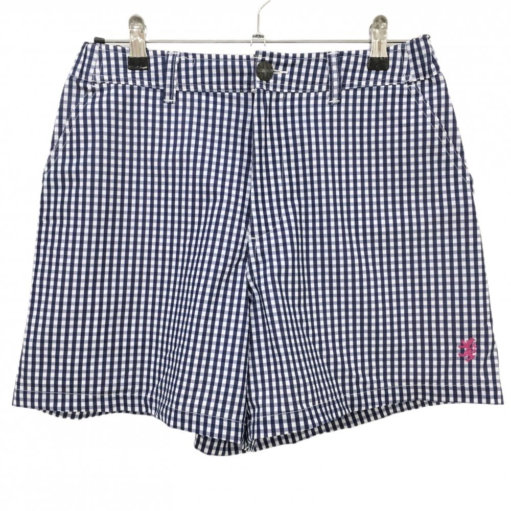 【美品】アドミラル ショートパンツ ネイビー×白 チェック レディース L ゴルフウェア Admiral