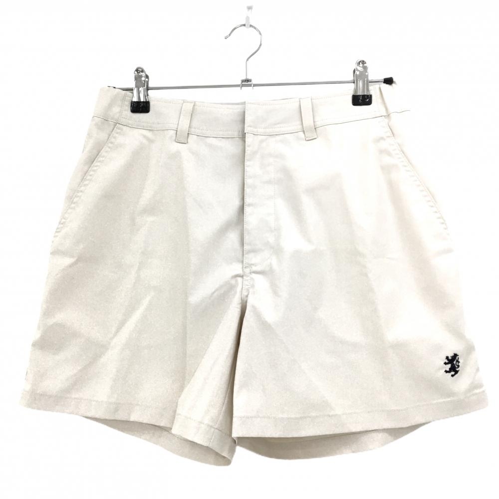 【美品】アドミラル ショートパンツ ライトベージュ 地模様 ヤシの木刺しゅう  レディース L ゴルフウェア Admiral