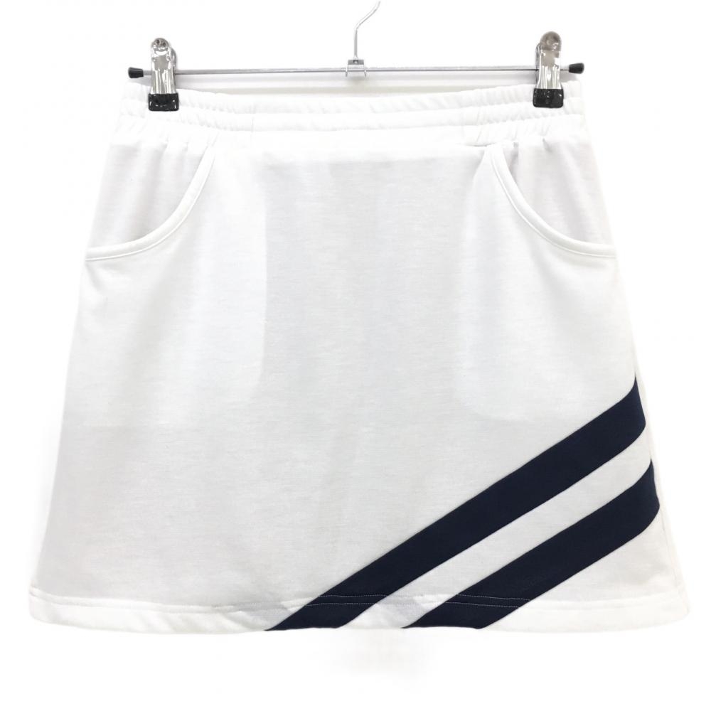 アドミラル スカート 白×ネイビー 後ろロゴ刺しゅう 裾2ライン ウエストゴム 調節紐 レディース M ゴルフウェア Admiral