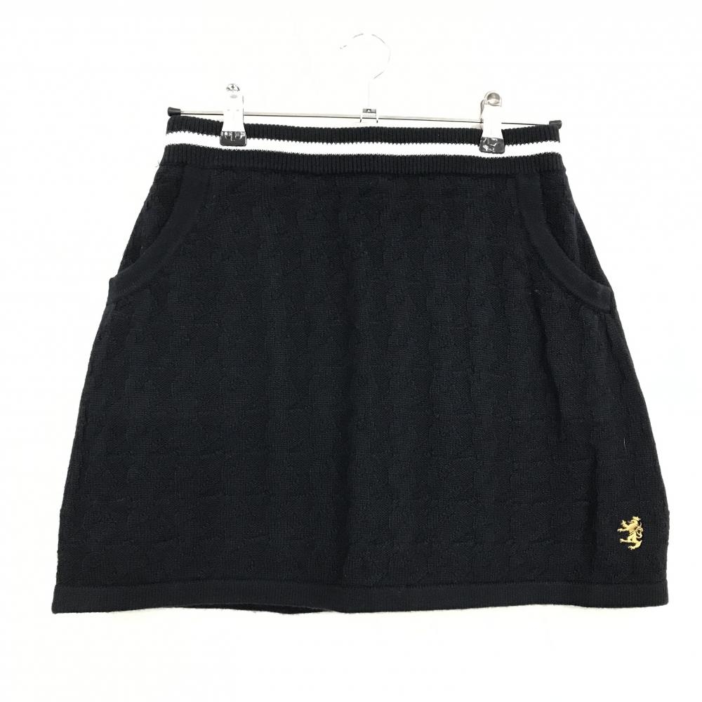 【超美品】アドミラル ニットスカート ネイビー×白 ウール混 ウエストゴム 内側インナーパンツ レディース M ゴルフウェア Admiral