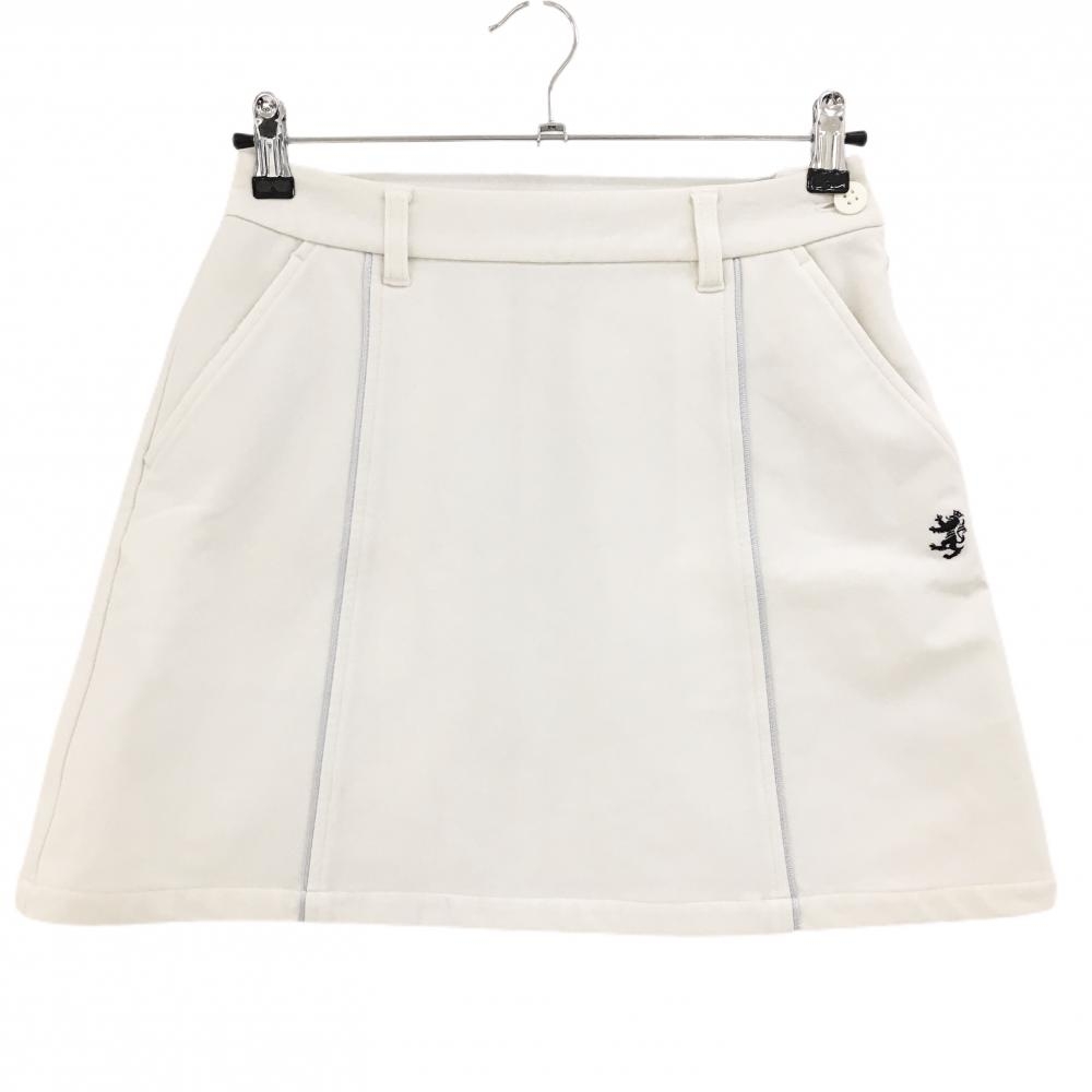 アドミラル スカート 白 前パイピングシルバー 裏起毛 レディース M ゴルフウェア Admiral
