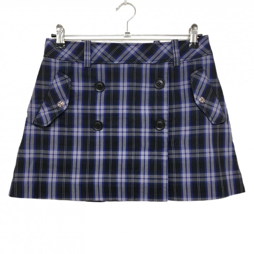 【超美品】アドミラル スカート ネイビー×グレー チェック  レディース L ゴルフウェア Admiral