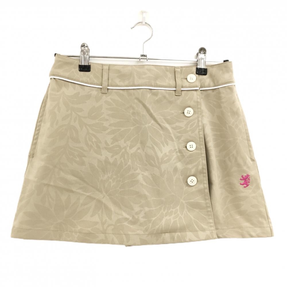 【美品】アドミラル スカート ベージュ 花柄地模様 内側インナーパンツ ストレッチ  レディース S ゴルフウェア Admiral