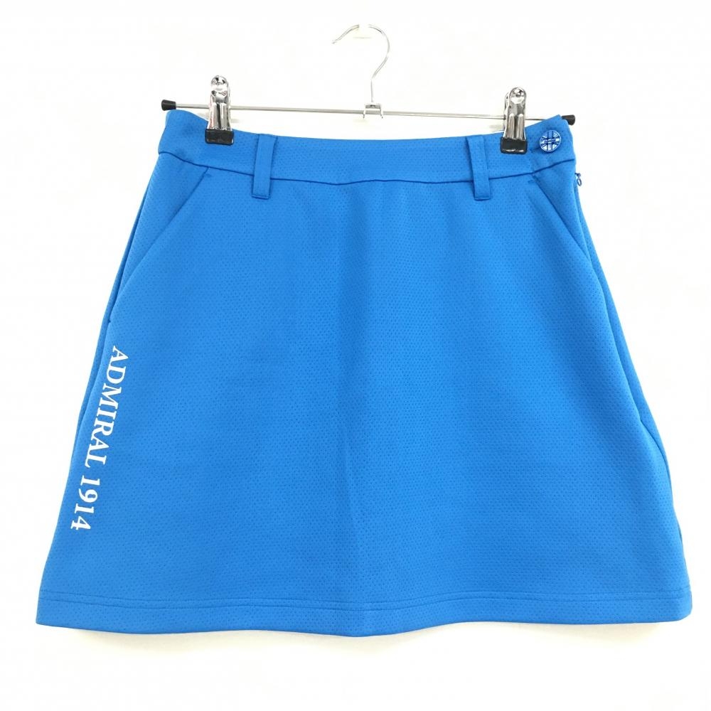 【超美品】アドミラル スカート ブルー 地模様 サイドロゴ白 インナーパンツ付 レディース S ゴルフウェア Admiral