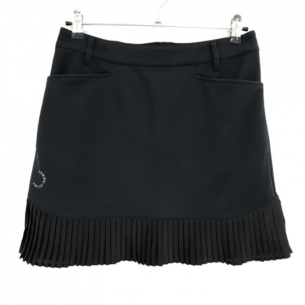 【美品】アドミラル スカート 黒 裾プリーツ 裏起毛 レディース LL ゴルフウェア Admiral