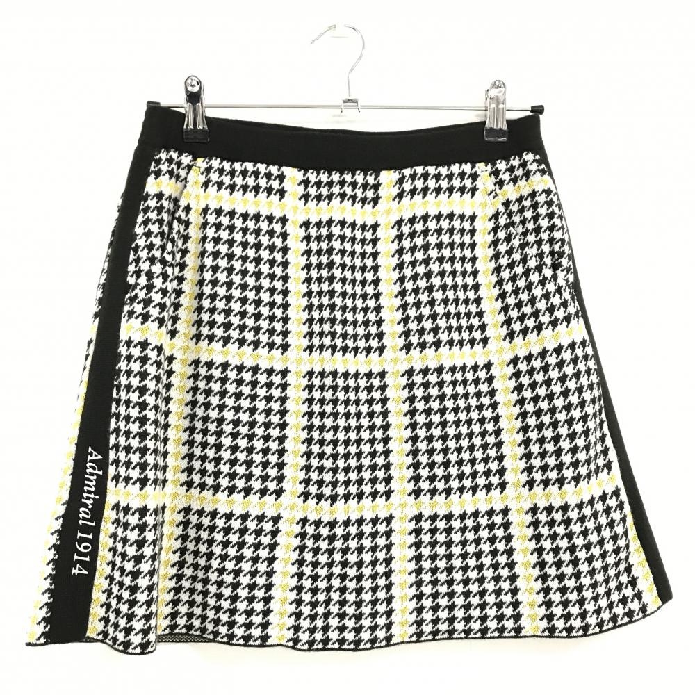 【美品】アドミラル ニットスカート 黒×色 千鳥格子 裏地付  レディース M ゴルフウェア Admiral
