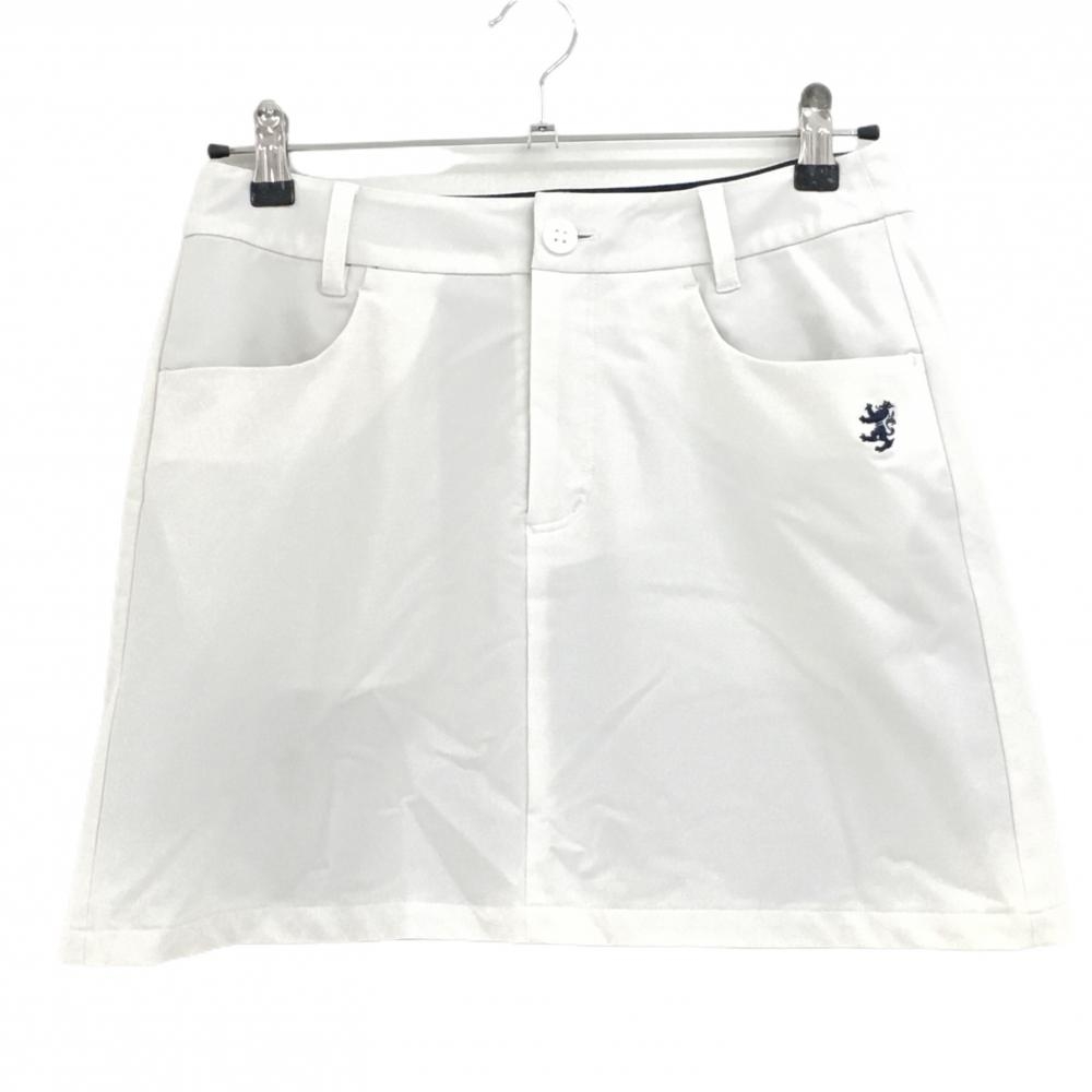 【美品】アドミラル スカート 白×ネイビー ロゴ刺しゅう 内側インナーパンツ  レディース M ゴルフウェア Admiral