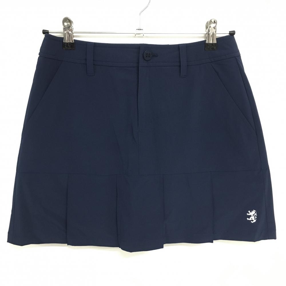 【超美品】アドミラル スカート ネイビー×白 裾プリーツ 内側インナーパンツ レディース M ゴルフウェア Admiral