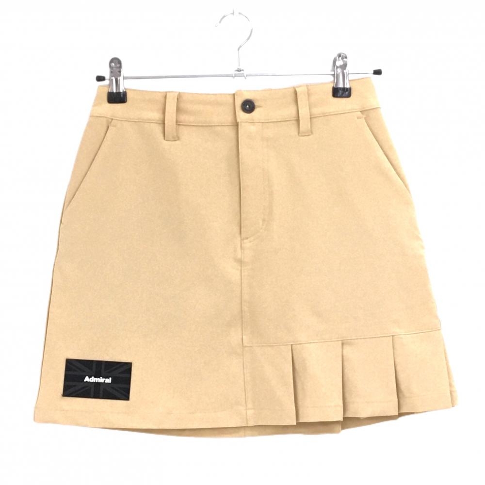 【超美品】アドミラル ストレッチスカート ベージュ 一部プリーツ 後ろウエストゴム レディース S ゴルフウェア Admiral