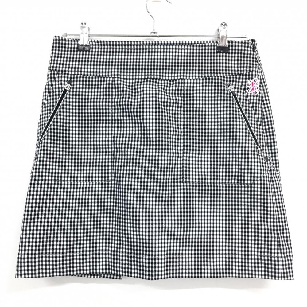 【超美品】アドミラル スカート 黒×白 ギンガムチェック ストレッチ 内側インナーパンツ レディース M ゴルフウェア Admiral