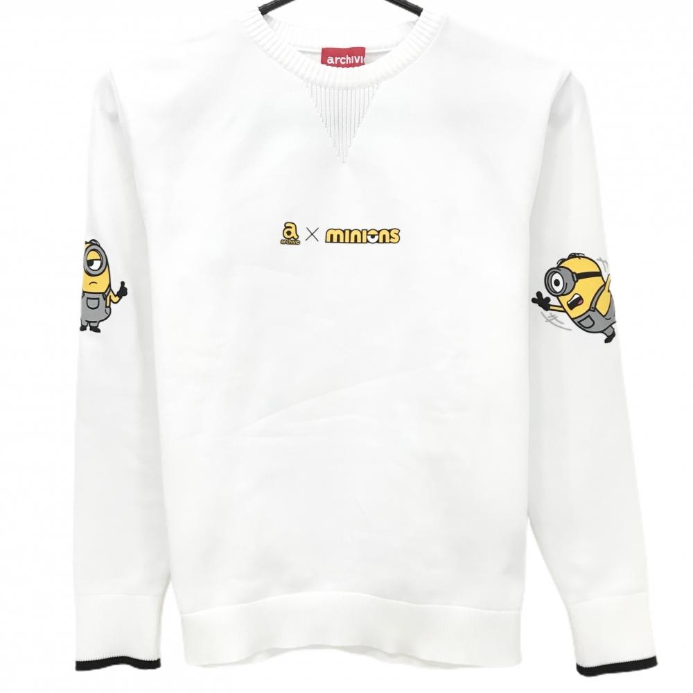 【美品】アルチビオ×MINIONS セーター 白×イエロー ミニオンズ ニット  レディース 36(S) ゴルフウェア archivio