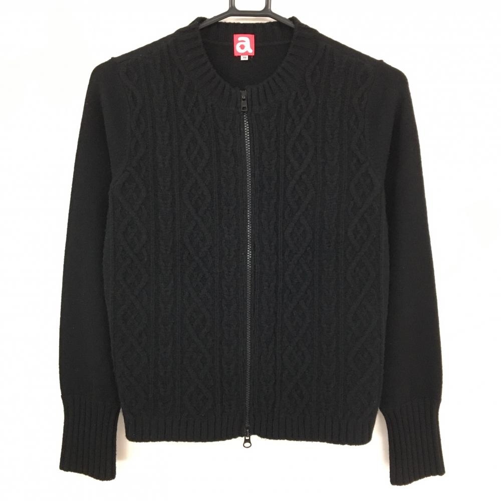 【超美品】アルチビオ ニットジャケット 黒 カシミヤ混 後ろビッグロゴグレー レディース 38(M) ゴルフウェア archivio