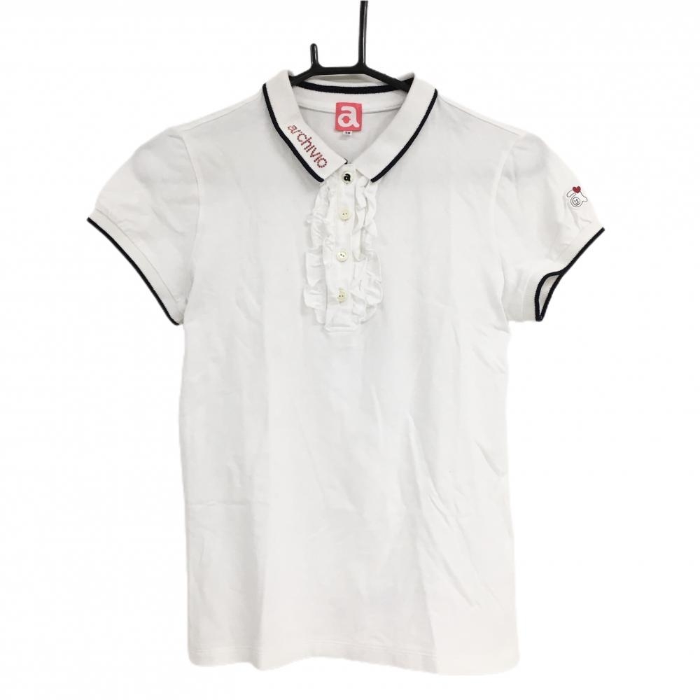 アルチビオ 半袖ポロシャツ 白×黒 前立てフリル レディース 38(M) ゴルフウェア archivio