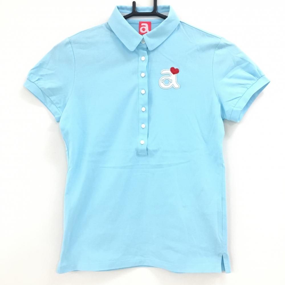 アルチビオ 半袖ポロシャツ ライトブルー×白 背面ロゴレース  レディース 36(S) ゴルフウェア archivio