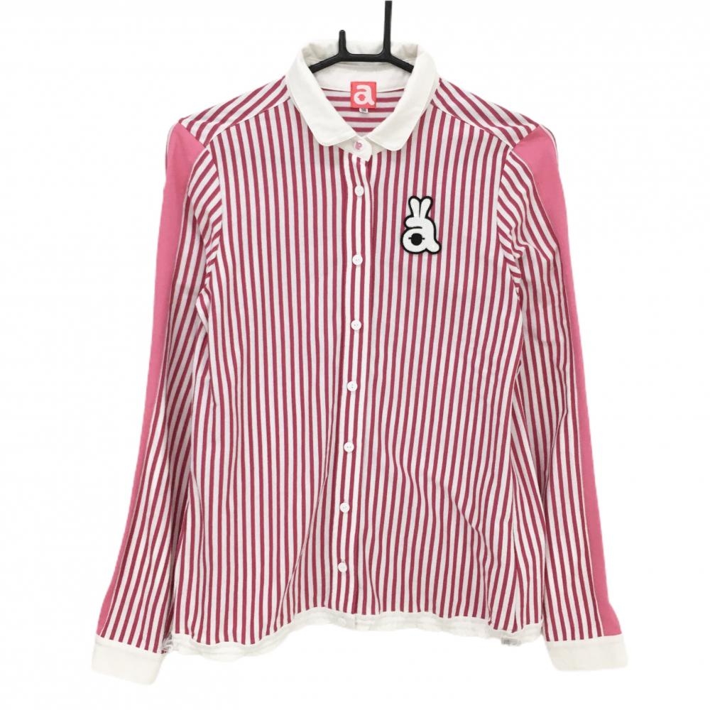アルチビオ 長袖シャツ ピンク×白 ストライプ レディース 38(M) ゴルフウェア archivio