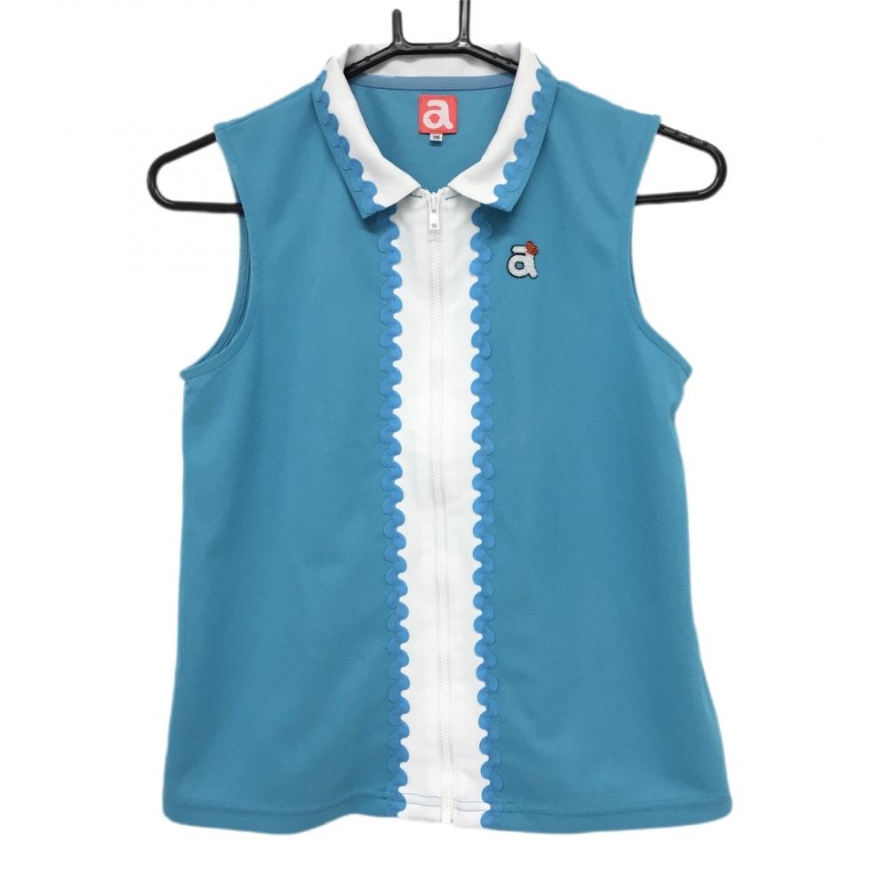 アルチビオ ノースリーブシャツ ライトブルー×白 フルジップ  レディース 36 ゴルフウェア archivio