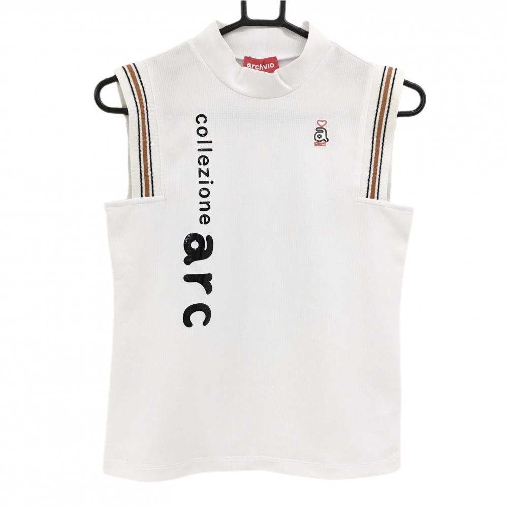 アルチビオ ノースリーブハイネックシャツ 白 袖口ライン レディース 36(S) ゴルフウェア archivio