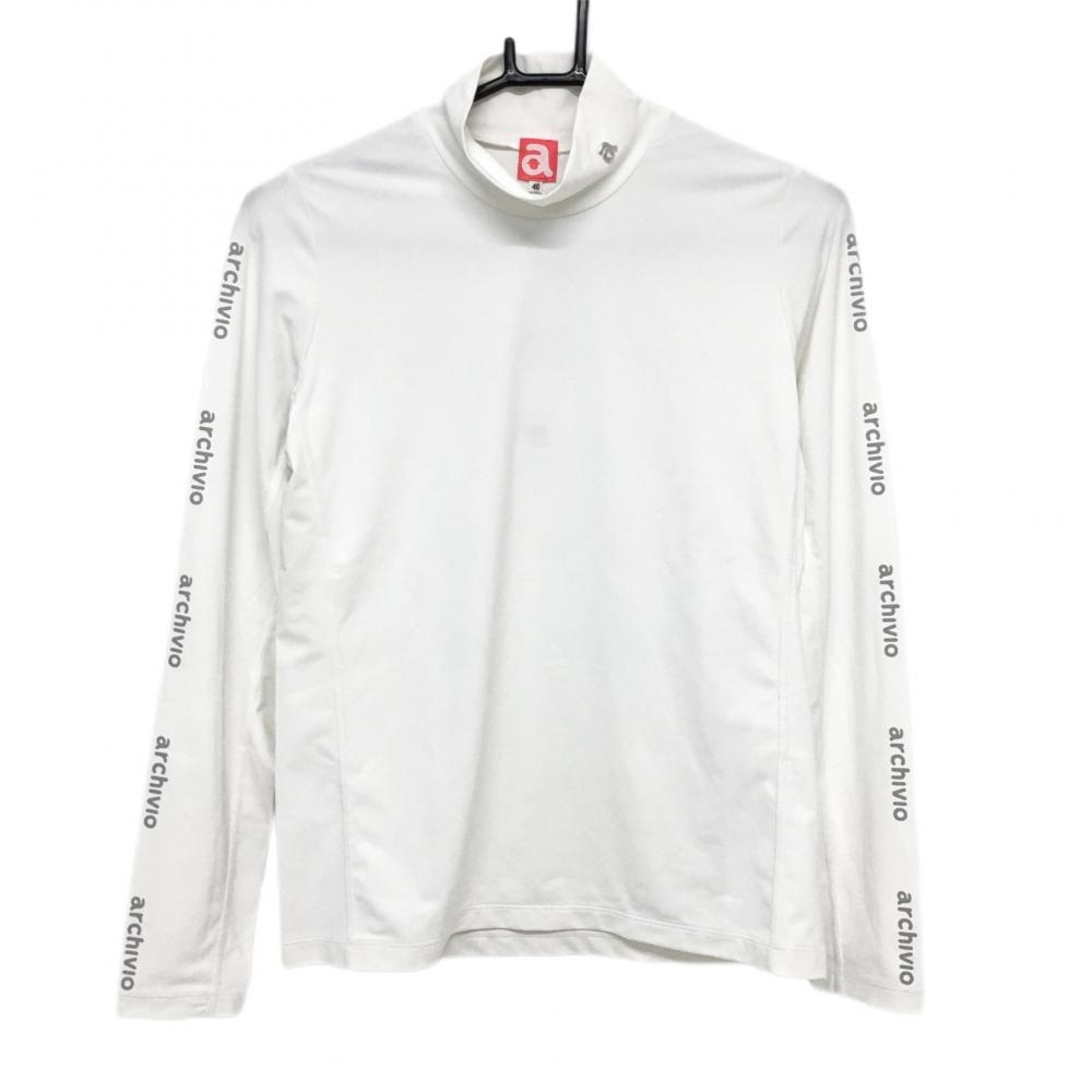 【新品】アルチビオ インナーシャツ 白 袖ロゴグレー ハイネック UVカット レディース 40 ゴルフウェア archivio