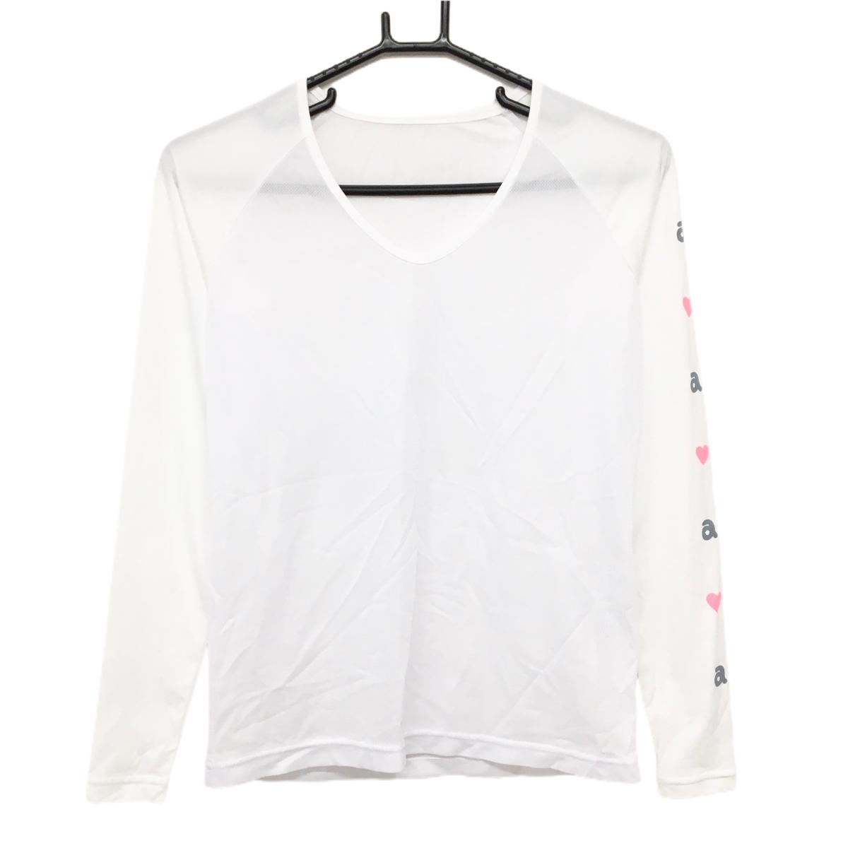 【美品】アルチビオ インナーシャツ 白 身頃メッシュ 袖ロゴ レディース 36(S) ゴルフウェア archivio