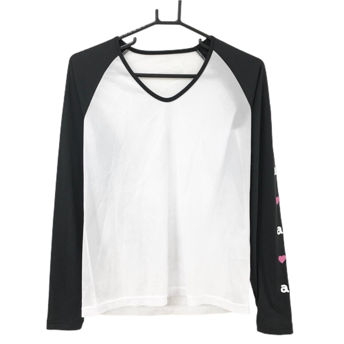 【新品】アルチビオ インナーシャツ 白×黒 吸汗速乾 UVカット 身頃メッシュ調 レディース 40(L) ゴルフウェア archivio