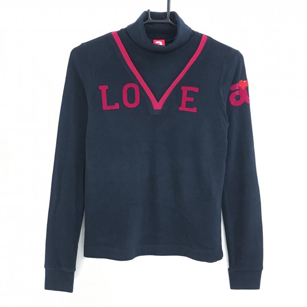 アルチビオ 長袖ハイネックシャツ ダークネイビー×ピンク 袖ハートスパンコール  レディース 36(S) ゴルフウェア archivio