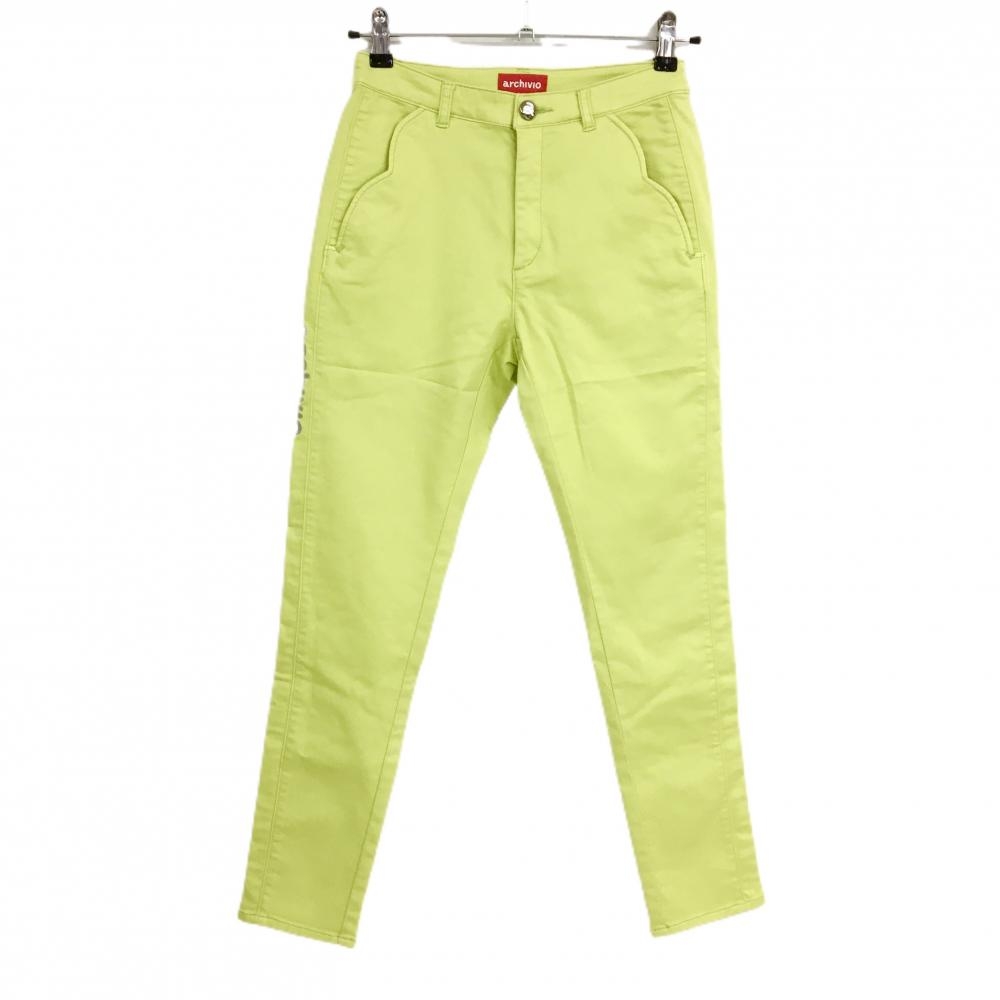 【美品】アルチビオ パンツ グリーンイエロー ストレッチ サイドロゴ  レディース 38(M) ゴルフウェア archivio