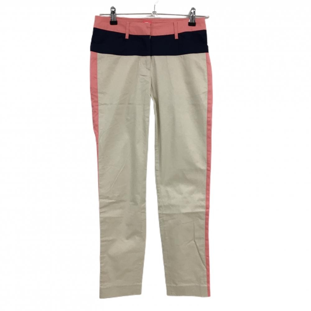 【美品】アルチビオ パンツ ベージュ×ネイビー×ライトピンク サイドライン ストレッチ  レディース 0(S) ゴルフウェア archivio