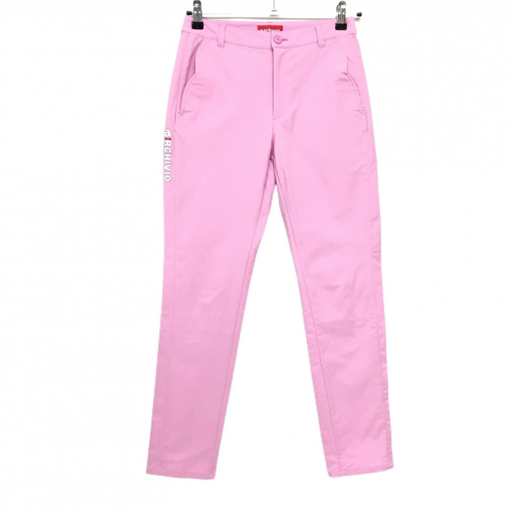 【美品】アルチビオ パンツ ライトピンク サイドロゴ ストレッチ  レディース 36(S) ゴルフウェア archivio