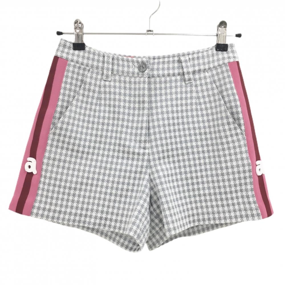 【超美品】アルチビオ ショートパンツ 白×グレー 千鳥格子調 サイドライン 裏地付  レディース 36(S) ゴルフウェア archivio