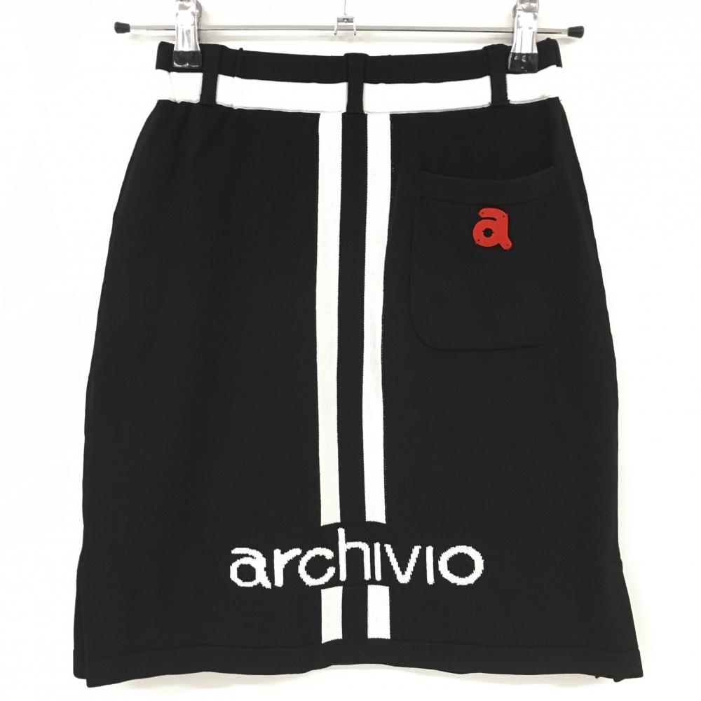 【未使用品】アルチビオ ニットスカート 黒×白 インナースカート付き レディース 36 ゴルフウェア archivio