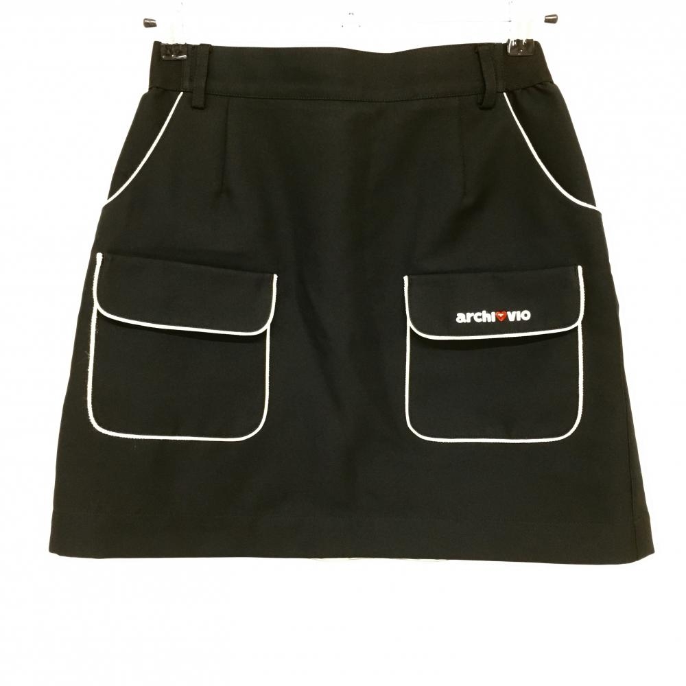 【超美品】アルチビオ スカート 黒×白 複数ポケット レディース 38 ゴルフウェア archivio