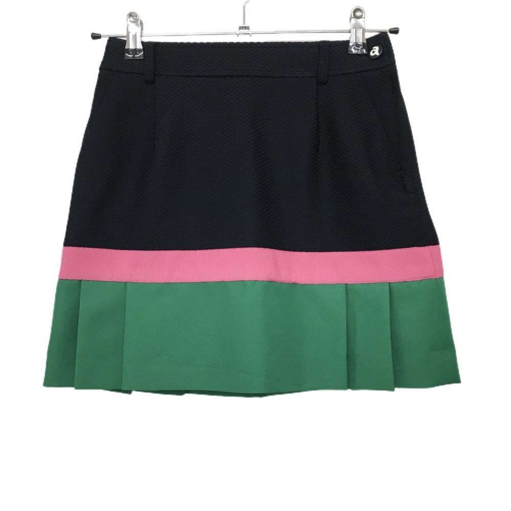 【超美品】アルチビオ スカート ネイビー×グリーン 上部織生地  レディース 36(S) ゴルフウェア archivio