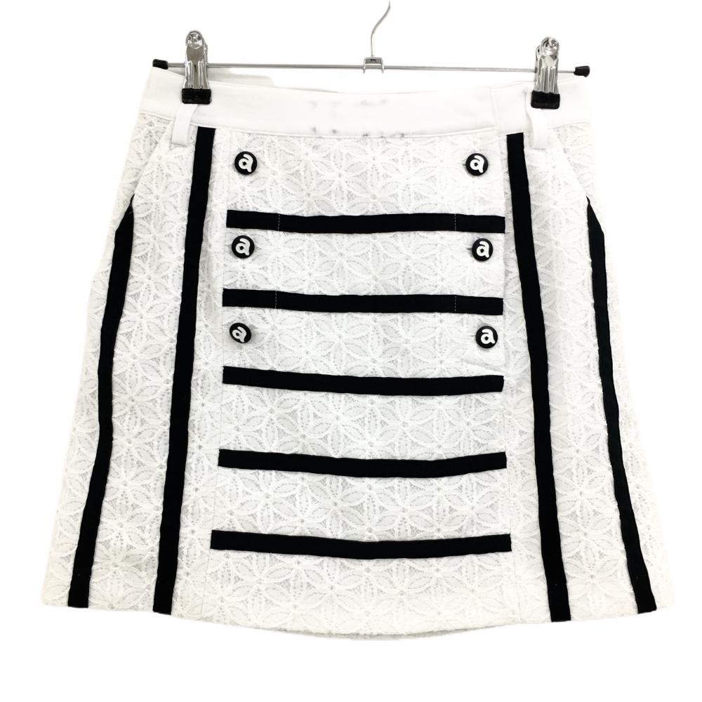 アルチビオ スカート 白×黒 レース 黒ライン レディース 38 ゴルフウェア archivio