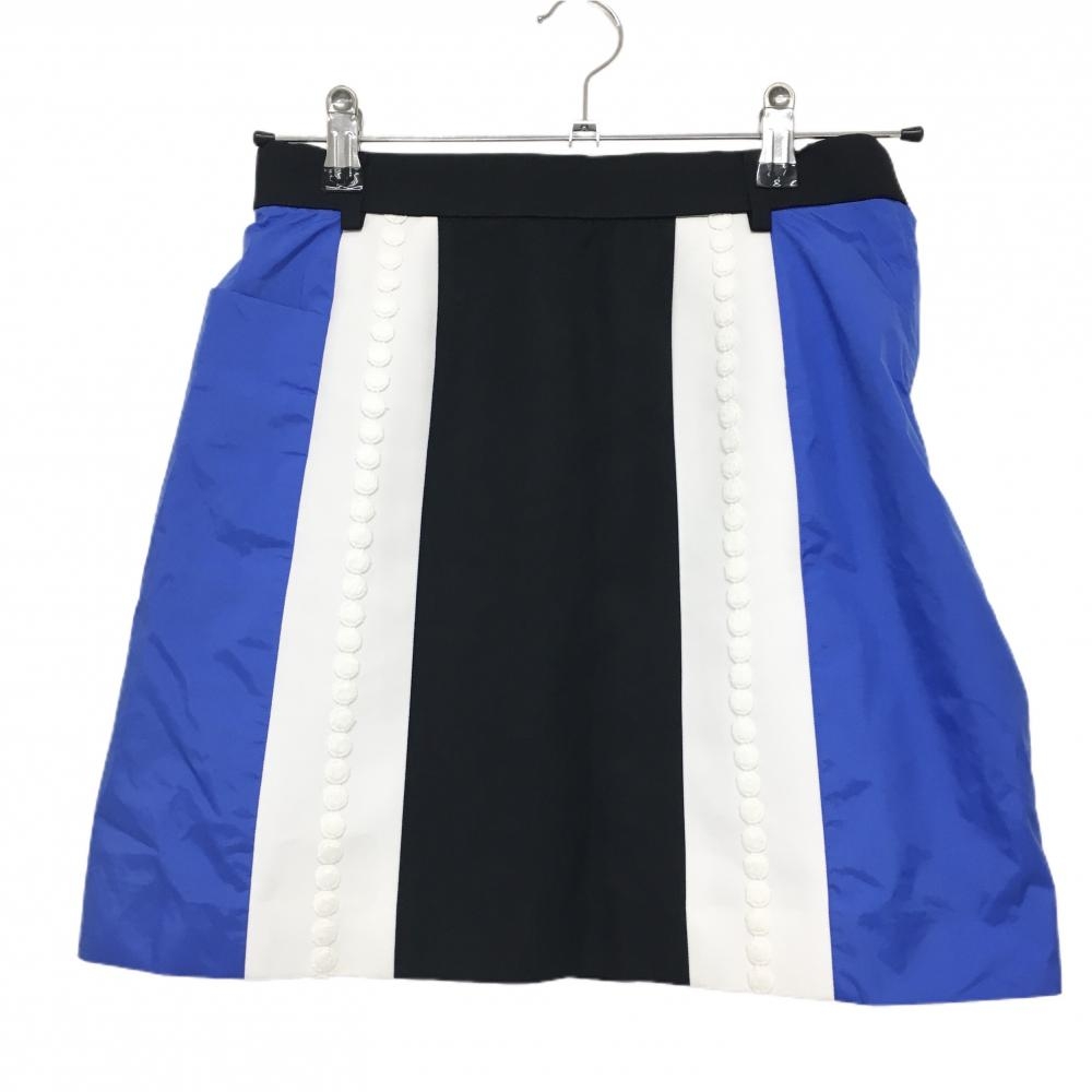 【超美品】アルチビオ スカート 黒×ブルー 異素材切替 裏地付 レディース M ゴルフウェア archivio