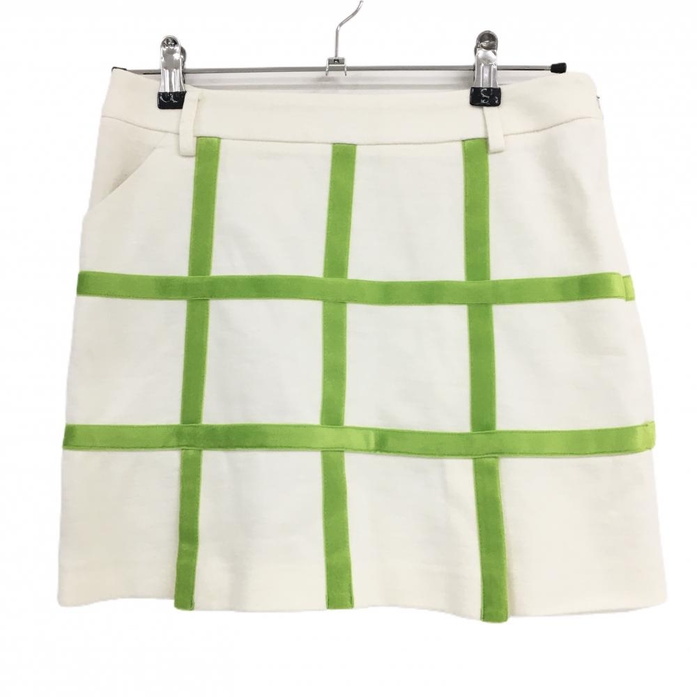 アルチビオ スカート 白×ライトグリーン 格子 ウール混  レディース 38(M) ゴルフウェア archivio