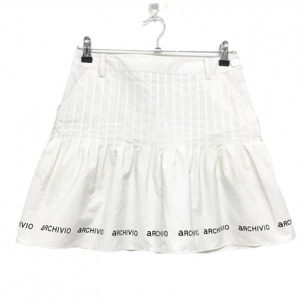 アルチビオ スカート 白×黒 裾ロゴプリント フレアスカート  レディース 38(M) ゴルフウェア 2024年モデル archivio