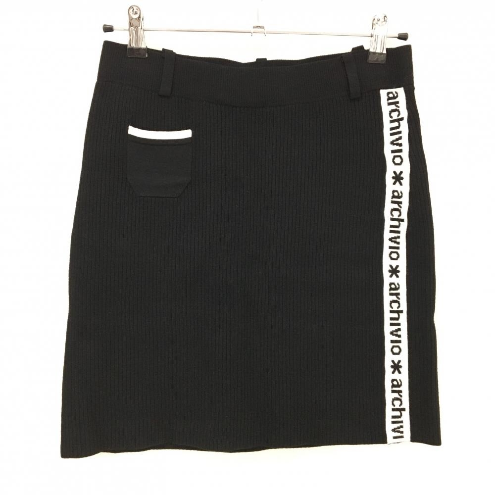 【超美品】アルチビオ ニットスカート 黒×白 サイドロゴ レディース 38(M) ゴルフウェア archivio