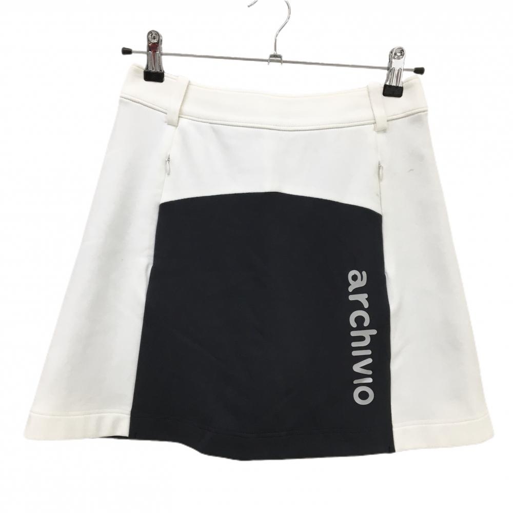 アルチビオ スカート 白×黒 内側インナーパンツ　微起毛 レディース 38(M) ゴルフウェア archivio