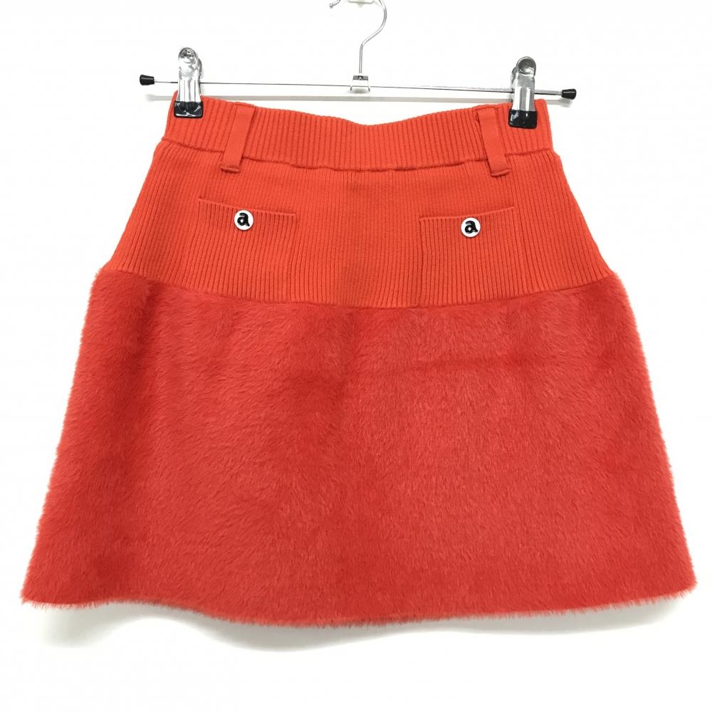 【超美品】アルチビオ ニットスカート オレンジ系 裏地付き ファー レディース 36(S) ゴルフウェア 2024年モデル archivio