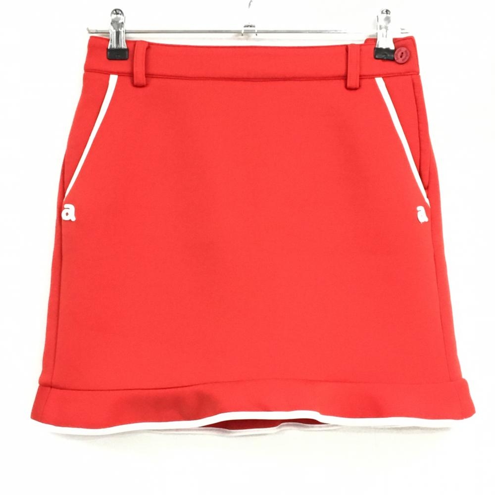 【超美品】アルチビオ スカート レッド×白 ダンボールニット パイピンクテープ レディース 36(S) ゴルフウェア archivio