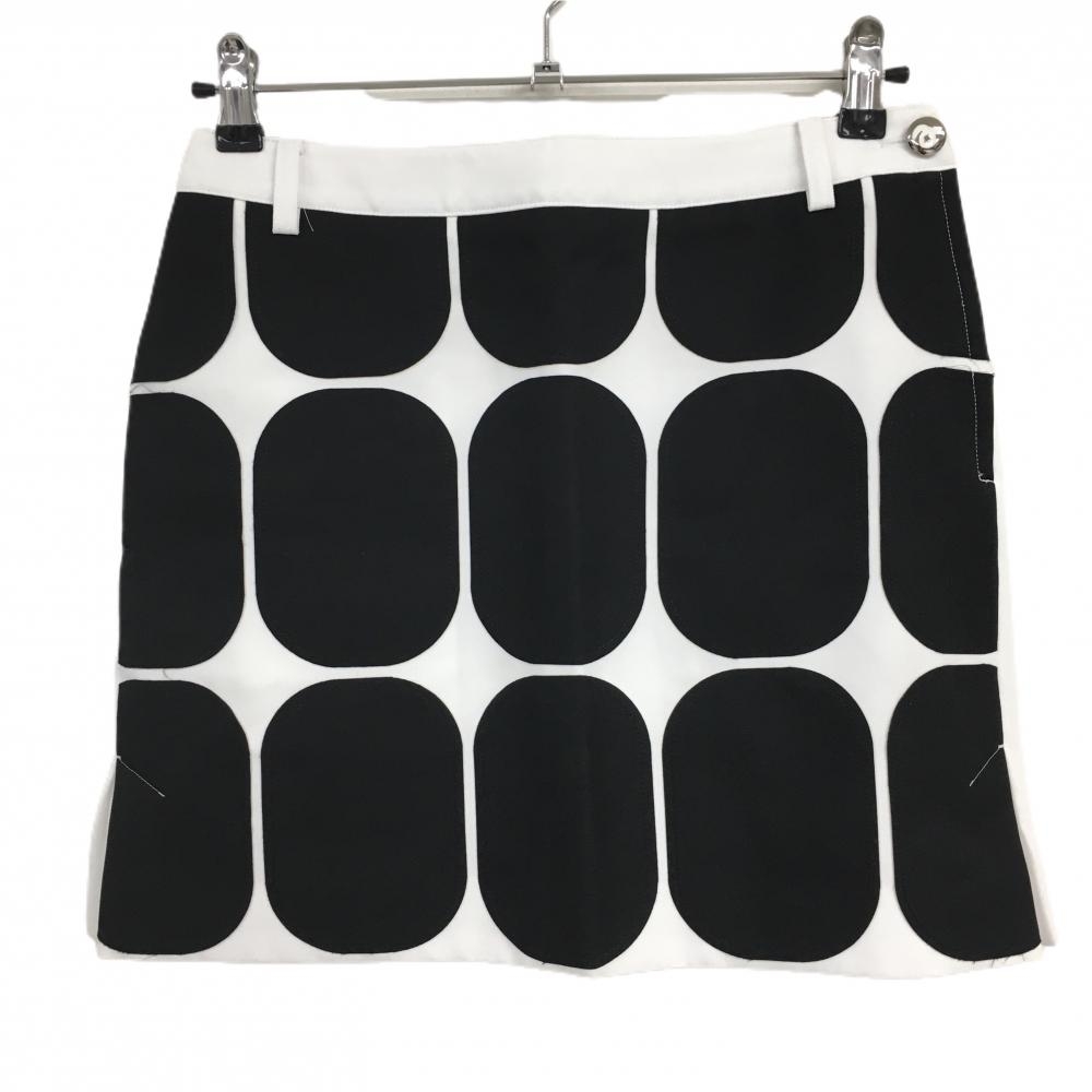 【超美品】アルチビオ スカート 白×黒 前面ドット風 裏地付 レディース 38(M) ゴルフウェア archivio