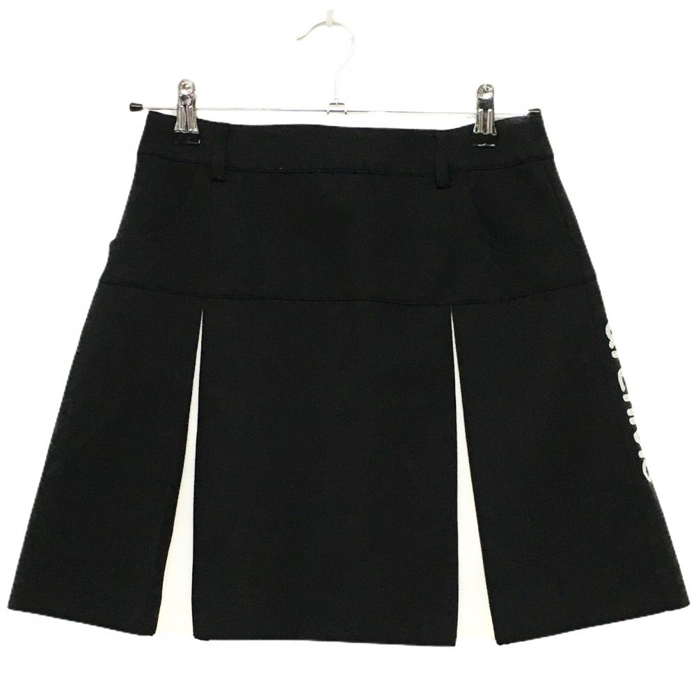 【超美品】アルチビオ スカート 黒×白 ボックスプリーツ ロゴシルバー 裏地付  レディース 38(M) ゴルフウェア archivio