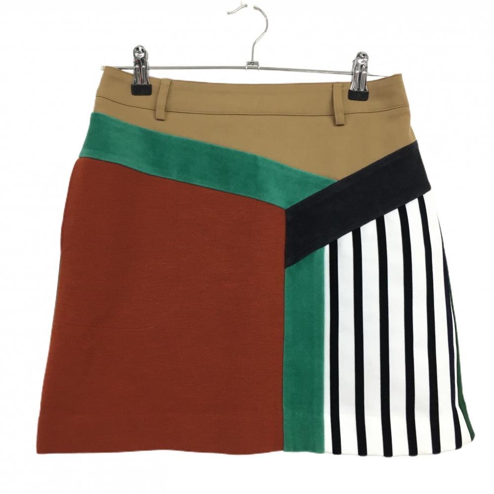 【超美品】アルチビオ スカート ブラウン×黒×グリーン 裏地付き 微起毛  レディース 38(M) ゴルフウェア archivio