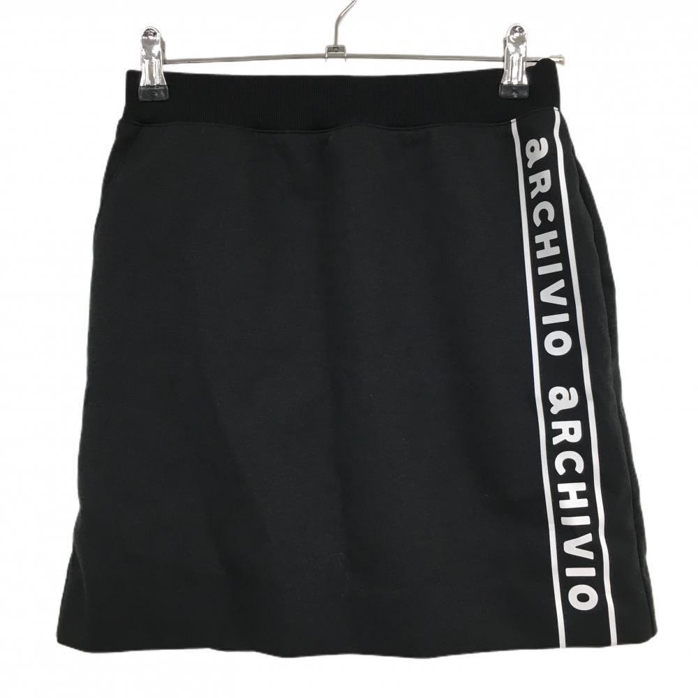 【新品】アルチビオ スカート 黒×白 サイドロゴライン 遮熱クリーニング UVカット レディース 36(S) ゴルフウェア archivio