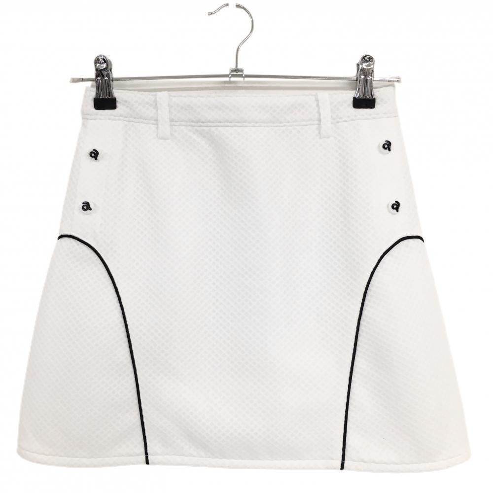 【超美品】アルチビオ スカート 白×黒 メッシュ調 パイピングライン レディース 36(S) ゴルフウェア archivio