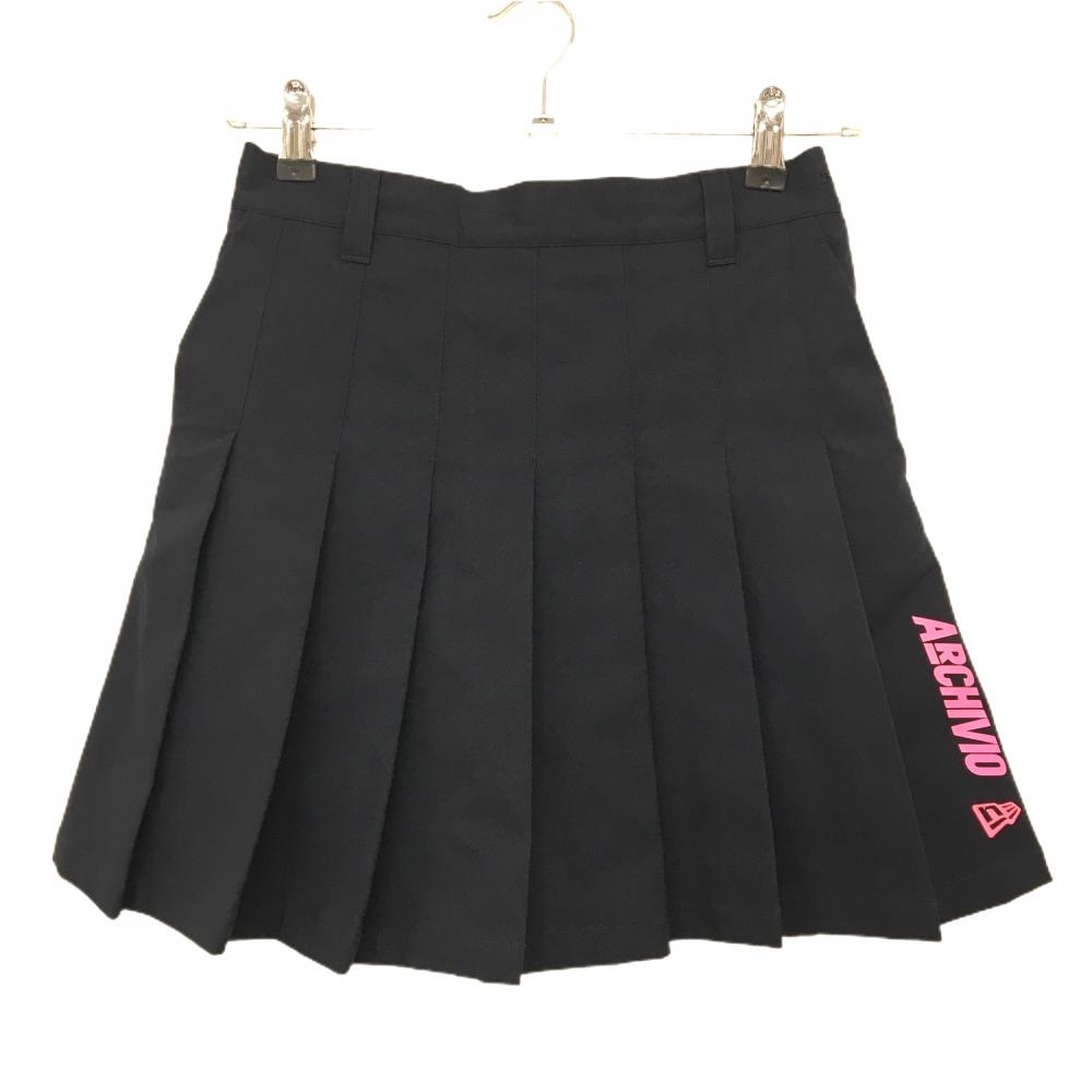 【超美品】アルチビオ×ニューエラ プリーツスカート ネイビー ロゴ蛍光ピンク レディース 38(M) ゴルフウェア archivio