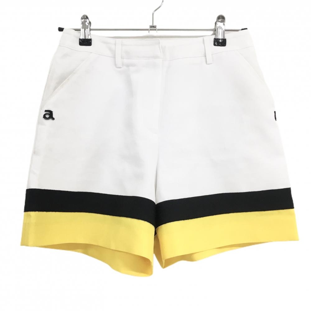 アルチビオ キュロットスカート 白×イエロー×黒 裾切替  レディース 38(Ｍ) ゴルフウェア archivio