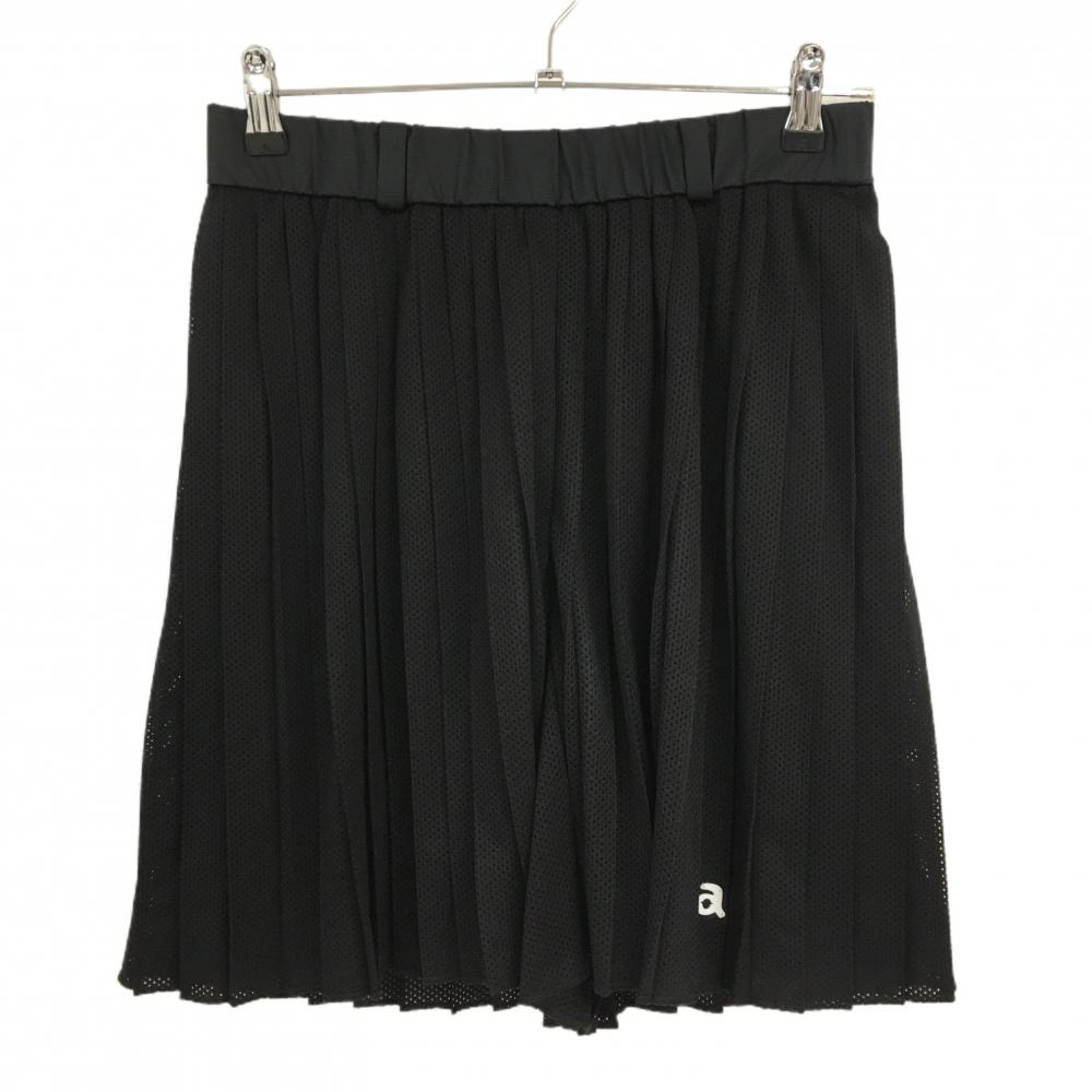 【新品】アルチビオ プリーツキュロットスカート 黒 メッシュ 裏地付き ウエストゴム レディース 38(M) ゴルフウェア archivio