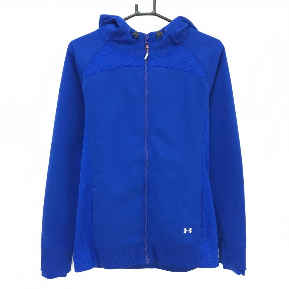 【美品】アンダーアーマー ジップパーカー ブルー 裏起毛 COLDGEAR  品質タグ印字有 レディース LG ゴルフウェア UNDER ARMOUR